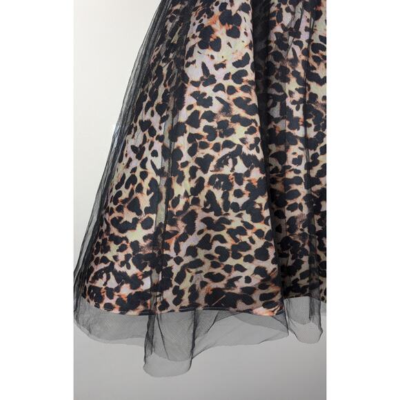 Rachel Allan 4072 Animal Print Beaded Halter Cocktail Prom Dress Tulle Black 8 - Picture 8 of 16